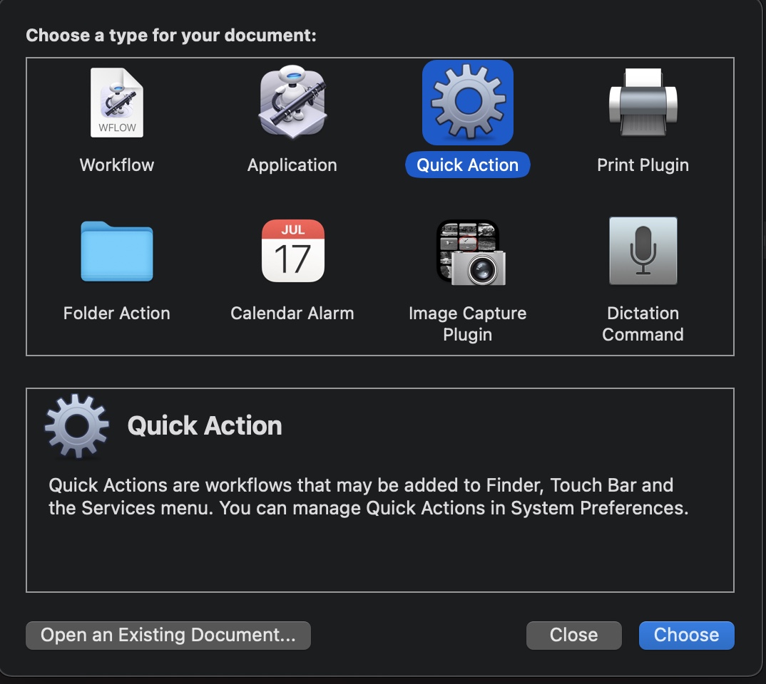 You should see this when you open the Automator application.