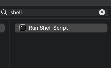 The Run Shell Script action looks like this.
